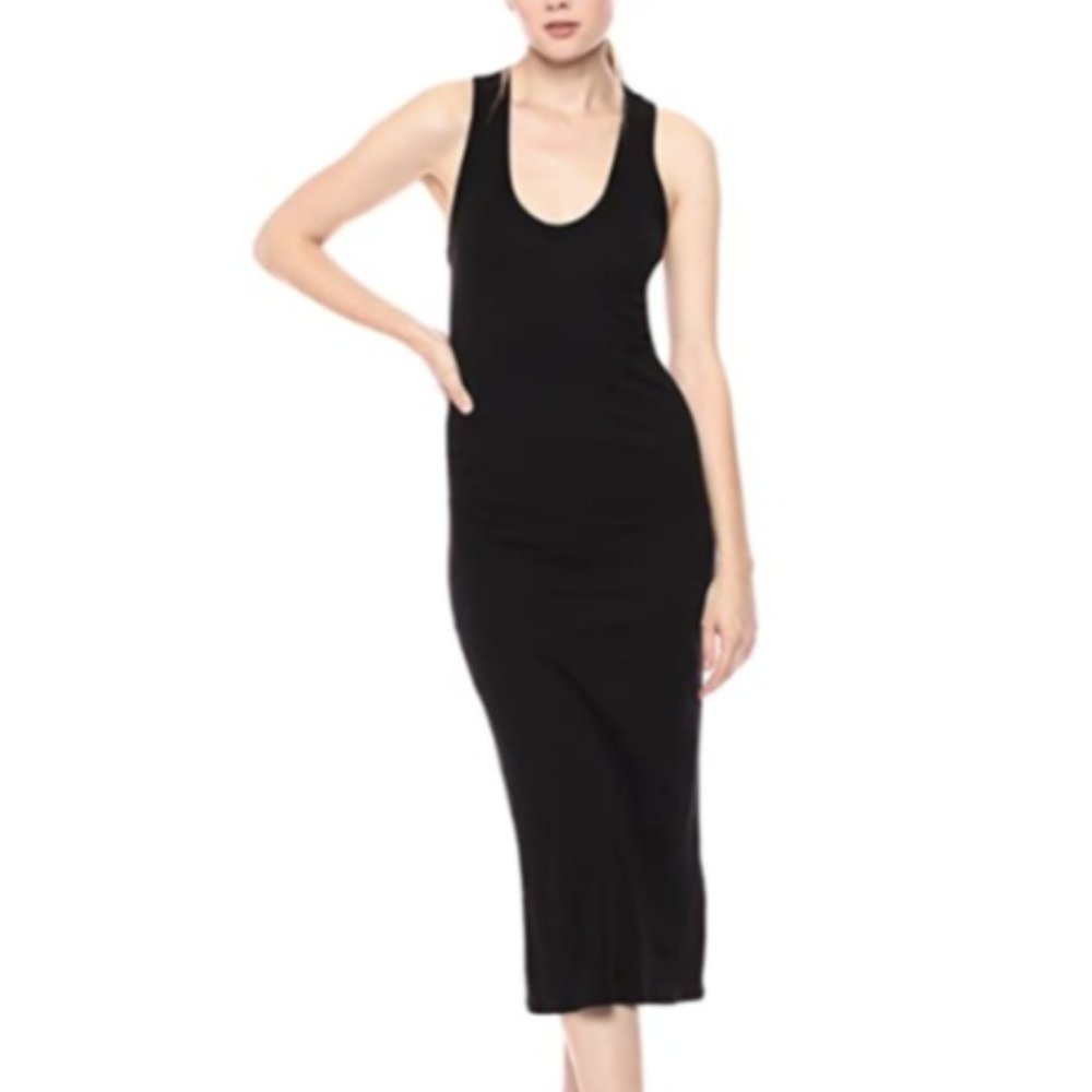 Enza Costa Supima Cotton Racerback Tank Midi Black Dress - Brand New!!!